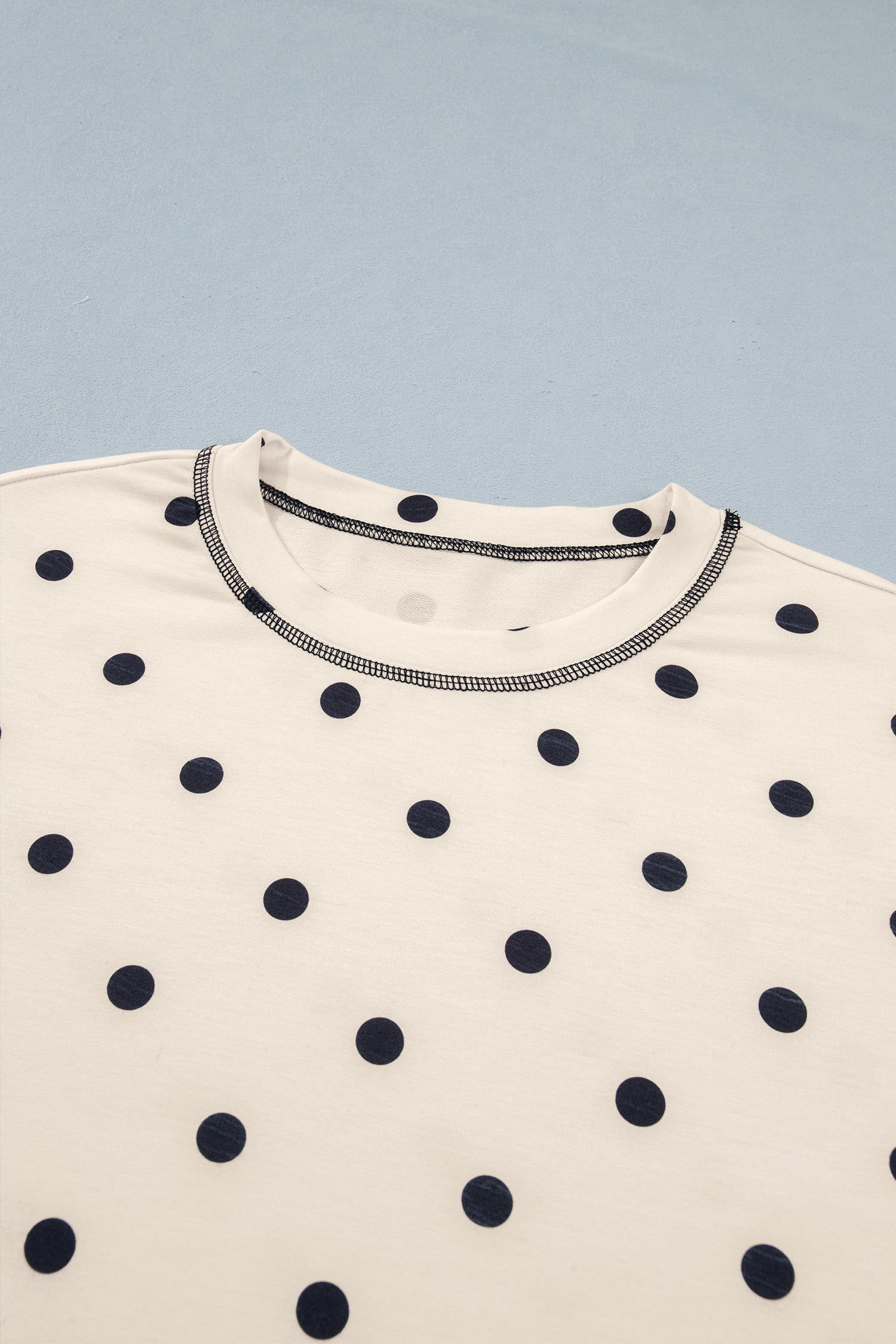 Pink Polka Dot Short Sleeve Loose Top Drawstring Shorts Set