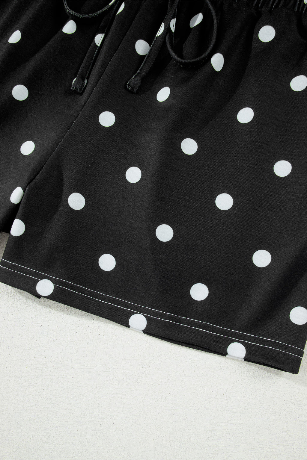 Pink Polka Dot Short Sleeve Loose Top Drawstring Shorts Set