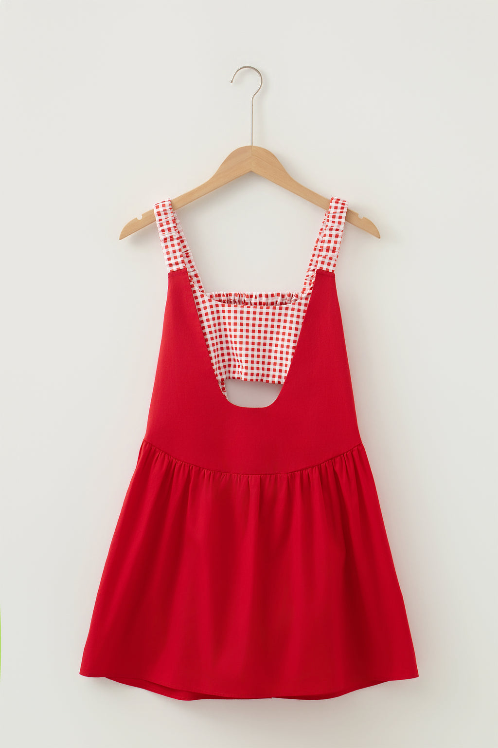 Beau Blue Faux Two Piece Gingham Contrast Patchwork Loose Mini Dress