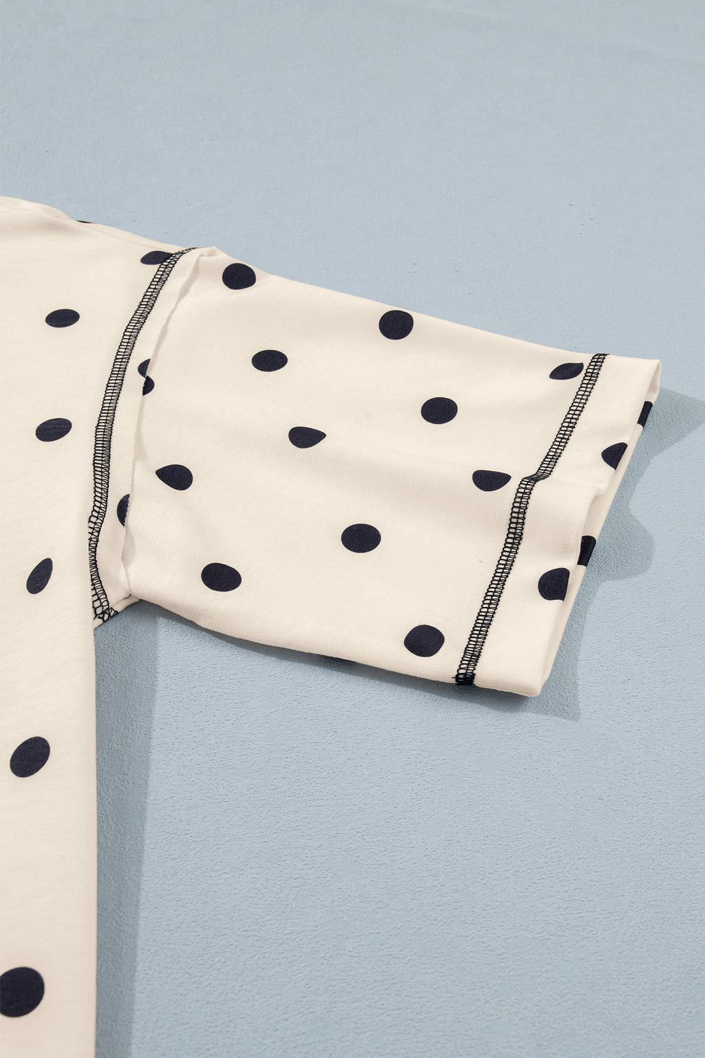 Pink Polka Dot Short Sleeve Loose Top Drawstring Shorts Set