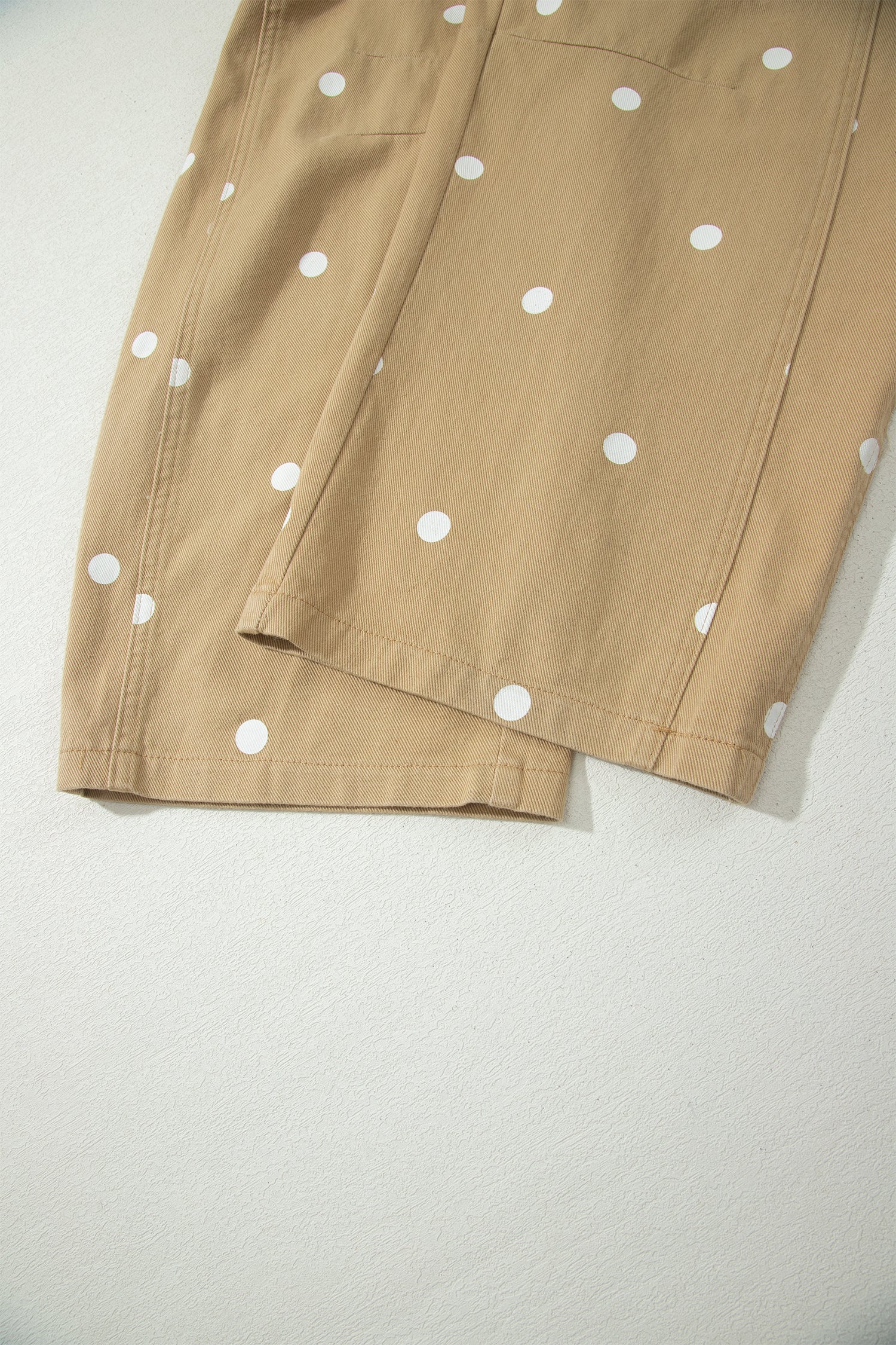 Jet Stream Polka Dot Print Bib Pocket Denim Barrel Overalls Jumpsuit