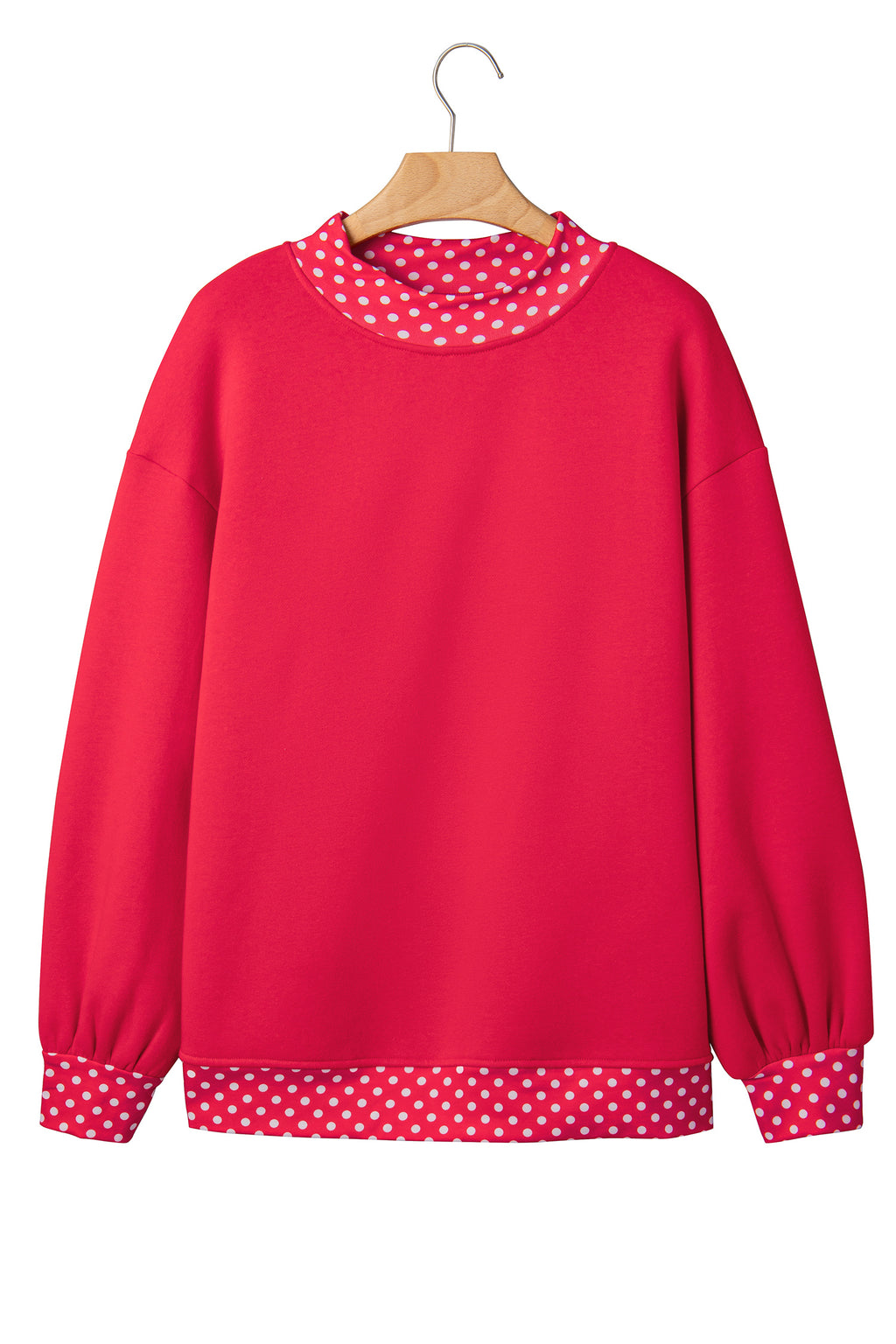 Orange Colorblock Polka Dot Contrast Trim Oversized Sweatshirt
