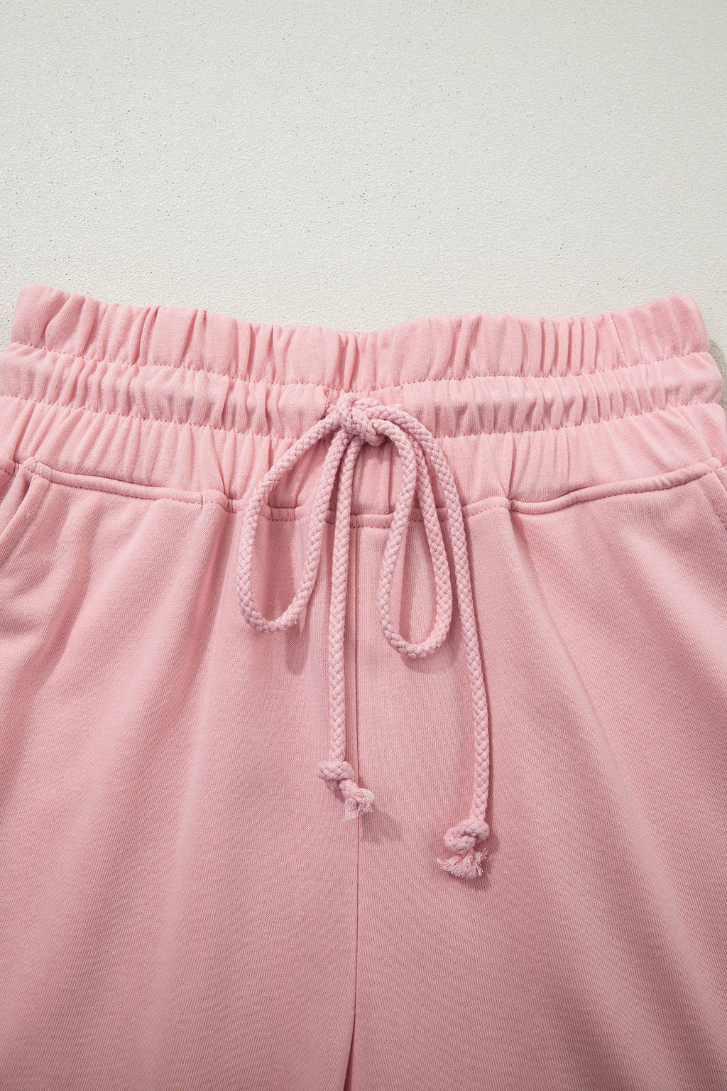 Mist Blue Solid Color Loose Tee Drawstring Wide Leg Pants 2pcs Outfit
