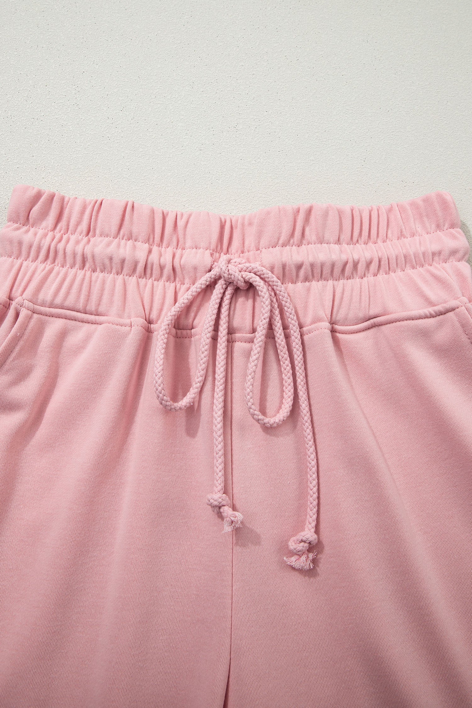 Mist Blue Solid Color Loose Tee Drawstring Wide Leg Pants 2pcs Outfit