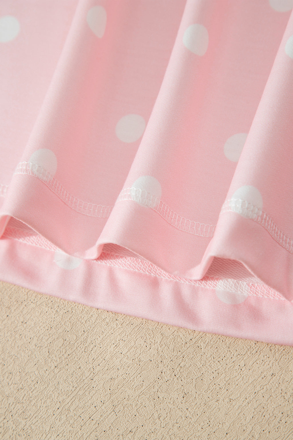 Pink Polka Dot Short Sleeve Loose Top Drawstring Shorts Set