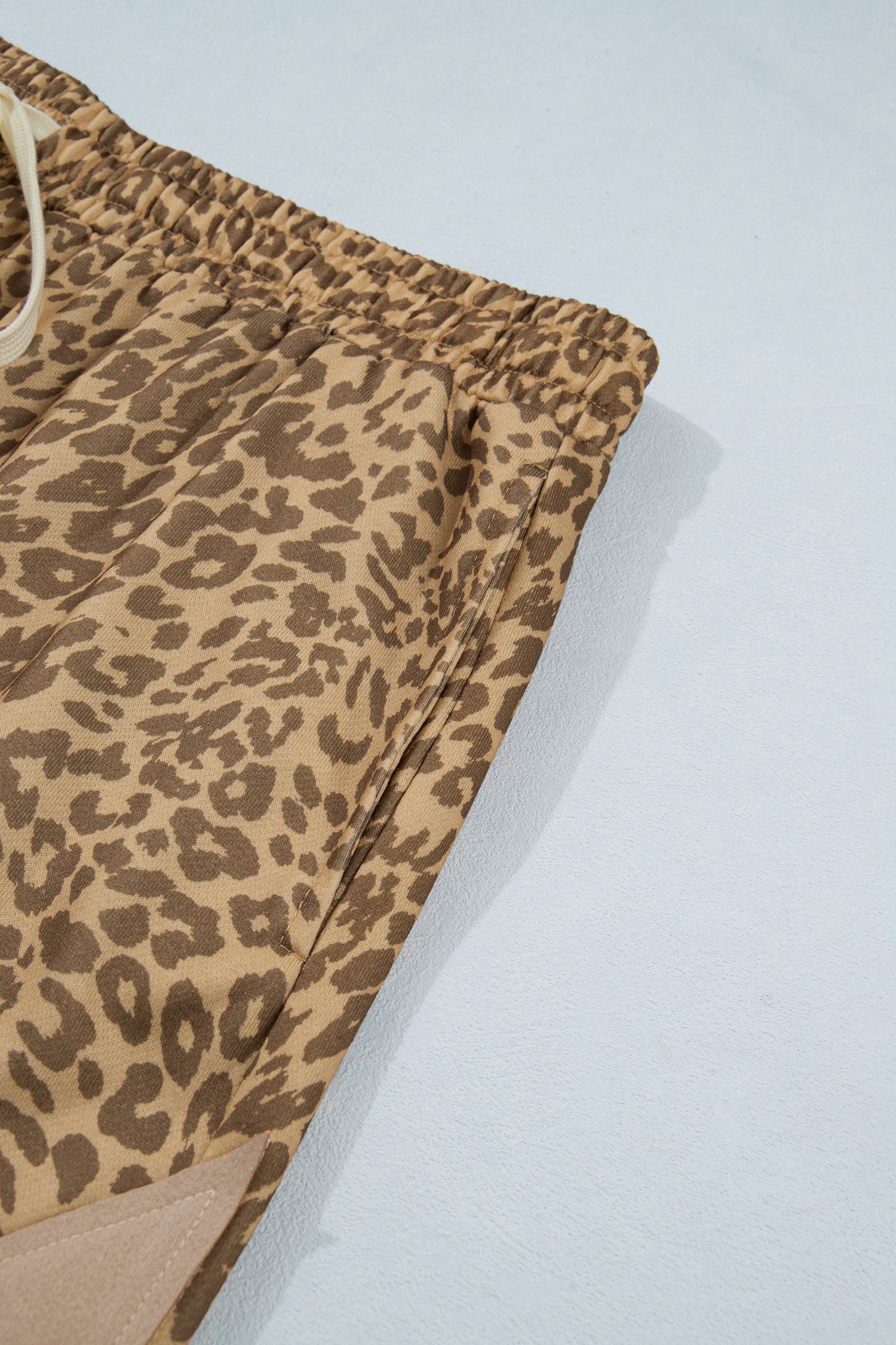 Khaki Plus Size Leopard Print Western Star Patched Jogger Pants