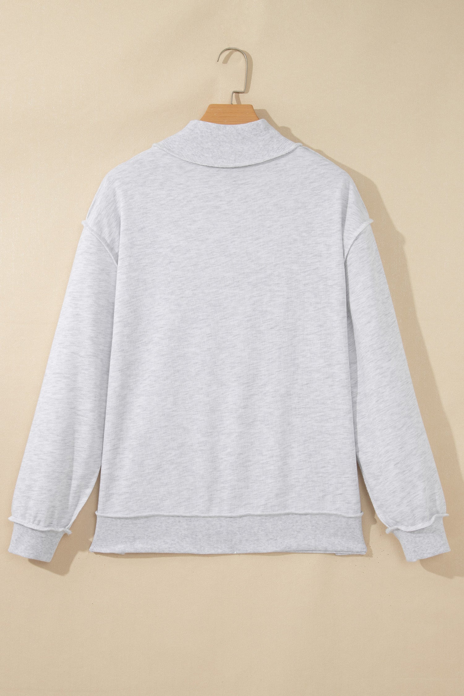 Gray High Neck Polka Dot Slogan Printed Baggy Sweatshirt